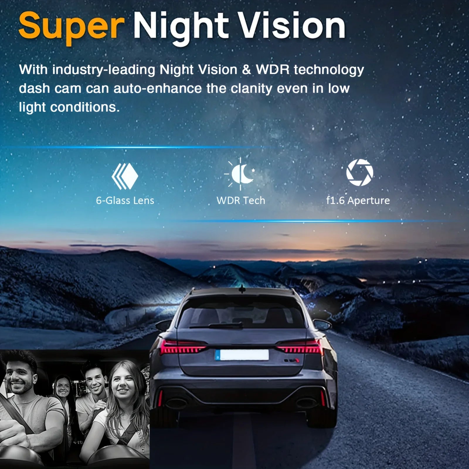 NNEOBA 1080P WiFi Dual Dash Cam Front Interior Car Camera Black-4